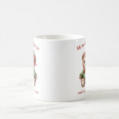 Cute Christmas teddy bear with mistletoe コーヒーマグカップ (中央)