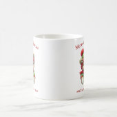 Cute Christmas teddy bear with poinsettia コーヒーマグカップ (中央)