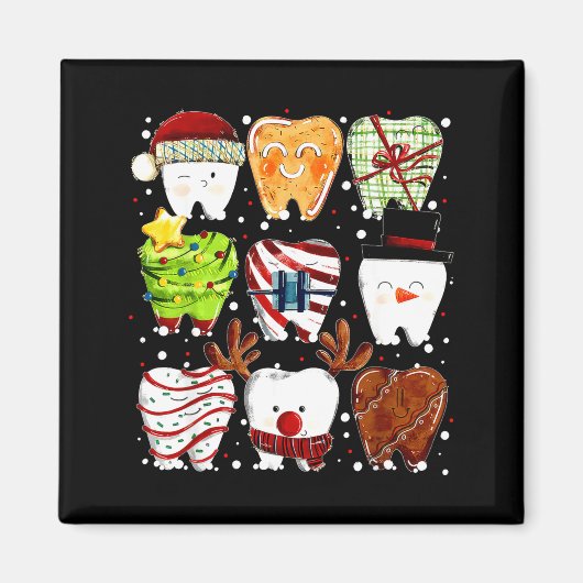 Cute Christmas Teeth Funny Christmas Dentist Denta マグネット (正面)