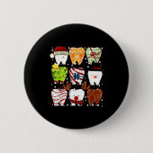 Cute Christmas Teeth Funny Christmas Dentist Denta 缶バッジ (正面)