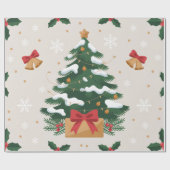 Cute Christmas Tree and Bells ラッピングペーパー (フラット)