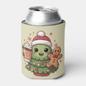 Cute Christmas Tree Coffee Latte Gingerbread Xmas 缶クーラー (缶正面)