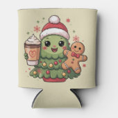 Cute Christmas Tree Coffee Latte Gingerbread Xmas 缶クーラー (正面)