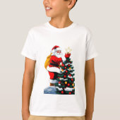 Cute Christmas Tree Decorating Cartoon Kids Tshirt Tシャツ (正面)