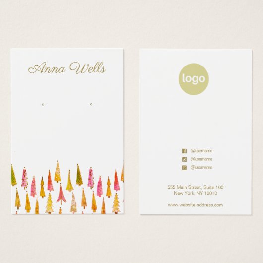 Cute Christmas Tree Holiday Earring Display Card (正面&裏面)