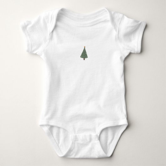 Cute Christmas Tree Illustration Baby Romper ベビーボディスーツ (正面)