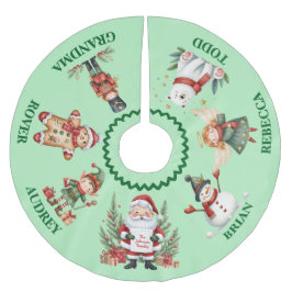 Cute Christmas Tree Skirt with Names ブラッシュドポリエステルツリースカート