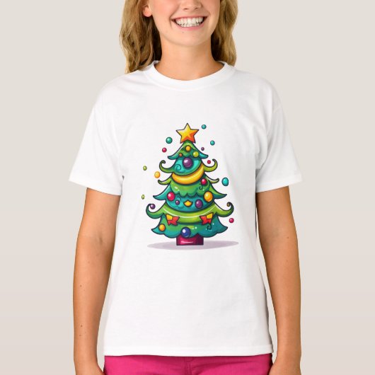Cute Christmas Tree with Ornaments Tシャツ (正面)