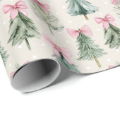 Cute Christmas Trees And Bows ラッピングペーパー (ロールコーナー)