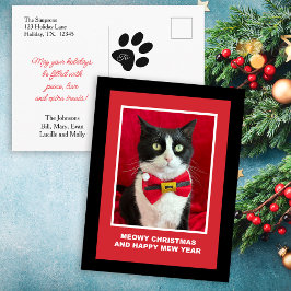 Cute Christmas Tuxedo Cat Postcard シーズンポストカード