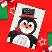 Cute Christmas Tuxedo Penguin Baby Shower