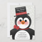 Cute Christmas Tuxedo Penguin Baby Shower 招待状 (正面)