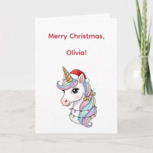 Cute Christmas Unicorn Card カード (正面)