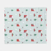 Cute Christmas Village Pattern フリースブランケット (正面(横))