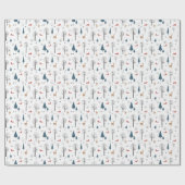 Cute Christmas Winter Animals & Elements Pattern. ラッピングペーパー (フラット)