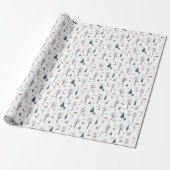 Cute Christmas Winter Animals & Elements Pattern. ラッピングペーパー (アンロールド)