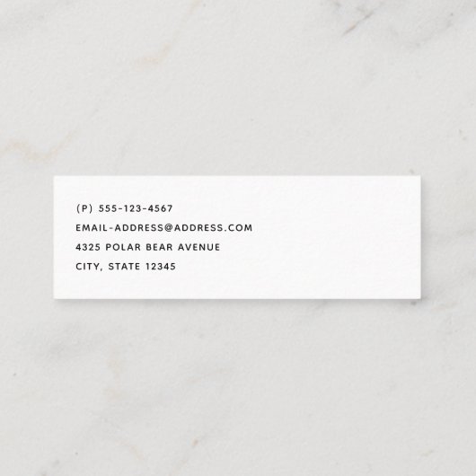 Cute Christmas Winter Animals Pattern Mini Busines スキニー名刺 (裏面)