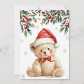 Cute Christmas Winter Teddy Bear Santa Baby Shower 招待状 (裏面)