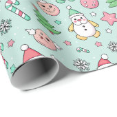 Cute Christmas with Snowmen and Candy Canes ラッピングペーパー (ロールコーナー)
