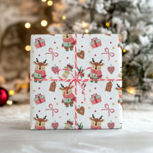 Cute Christmas Wrapping Paper With A Baby Deer 