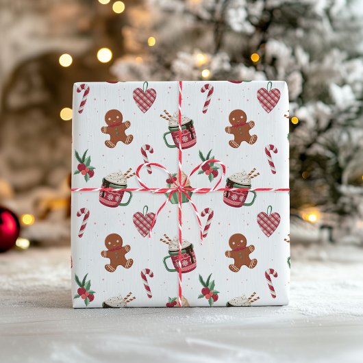 Cute Christmas Wrapping Paper With Gingerbread ラッピングペーパー