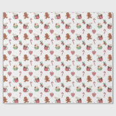 Cute Christmas Wrapping Paper With Gingerbread ラッピングペーパー (フラット)