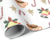 Cute Christmas Wrapping Paper with Hot Cocoa Joy ラッピングペーパー (ロールコーナー)