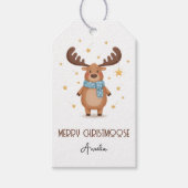 Cute Christmoose Moose with Stars Merry Christmas ギフトタグ (正面)