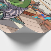 Cute Chubby Cartoon Dinosaur Reading Book ラッピングペーパー (角)
