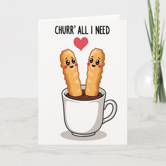 Cute Churro Chocolate Love Card カード (正面)