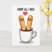 Cute Churro Chocolate Love Card カード (黄色い花)