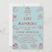 Cute Ciao Bambino Mint Italian Baby Shower 招待状 (正面)