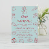 Cute Ciao Bambino Mint Italian Baby Shower 招待状 (スタンド正面)