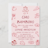 Cute Ciao Bambino Pink Italian Baby Shower 招待状 (正面)