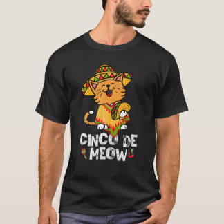 Cute Cinco De Meow Poncho Sombrero Mexican Cat Cin Tシャツ