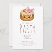Cute Cinnamon Roll Bun Girl Birthday Party 招待状 (正面)