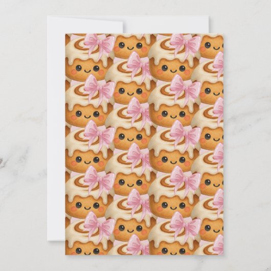 Cute Cinnamon Roll Bun Girl Birthday Party 招待状 (裏面)