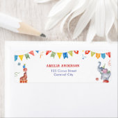 Cute Circus Animals Carnival Address Label ラベル (インサイチュ)