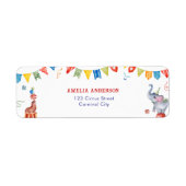 Cute Circus Animals Carnival Address Label ラベル (正面)