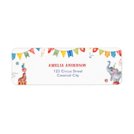 Cute Circus Animals Carnival Address Label ラベル