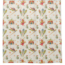 Cute Circus Bear Shower Curtain