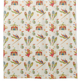 Cute Circus Bear Shower Curtain シャワーカーテン