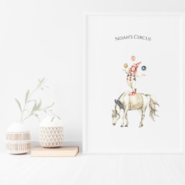 Cute Circus Horse And Clown Carnival Nursery ポスター