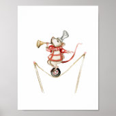 Cute Circus Mouse With Trumpet Carnival Nursery ポスター (正面)