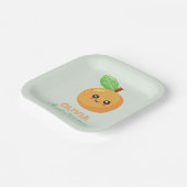 Cute Citrus Orange 1st Birthday Paper Plates ペーパープレート (傾斜あり)