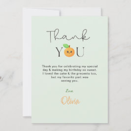 Cute Citrus Orange 1st Birthday Thank You cards  サンキューカード