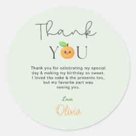 Cute Citrus Orange 1st Birthday Thank You Gift ラウンドシール