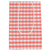 Cute Classic Red Gingham Pattern ミディアムペーパーバッグ (裏面)