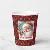 Cute Classic Santa and Rudolph Holiday Paper Cups 紙コップ (裏面)