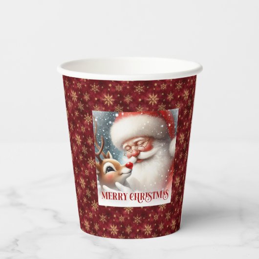 Cute Classic Santa Rudolph Funny Holiday Party Cup 紙コップ (裏面)